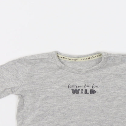 George Baby Grey   Basic T-Shirt Size 3-6 Months  - Born To Be Wild