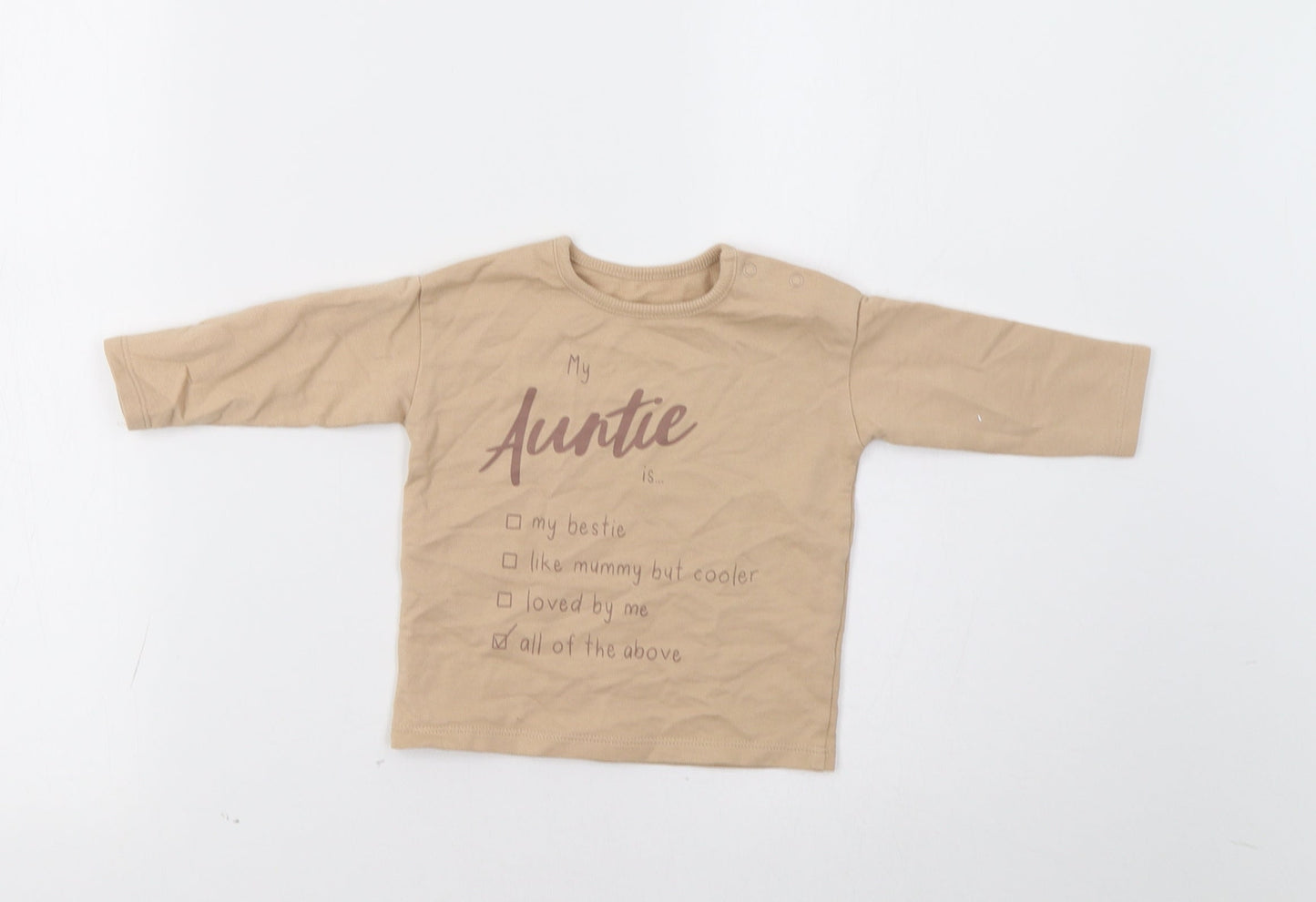 George Baby Beige   Basic T-Shirt Size 3-6 Months  - Auntie