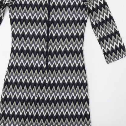 Uttam London Womens Grey Striped  Fit & Flare  Size 10  - Zig Zag