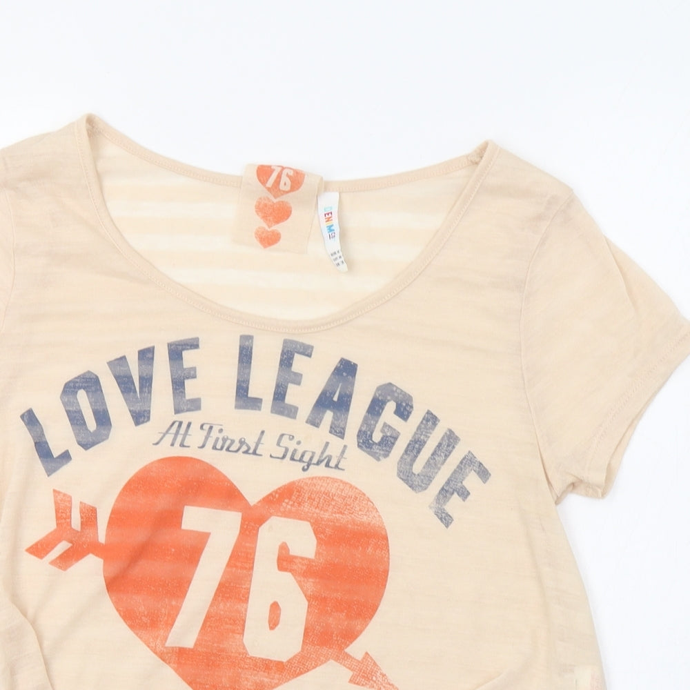 Primark Womens Beige   Basic T-Shirt Size 12  - Love League