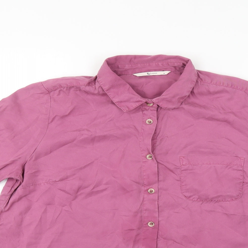 Womens UK Size 14 TU Purple Basic Button-Up