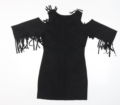 Back view of free 2bu women’s black mini, size UK 10