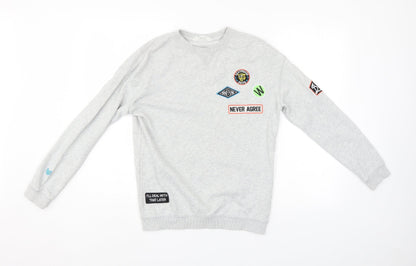 Additional front view of H&M boys’ grey pullover sweatshirt, size 11-12, years