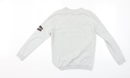 Back view of H&M boys’ grey pullover sweatshirt, size 11-12, years