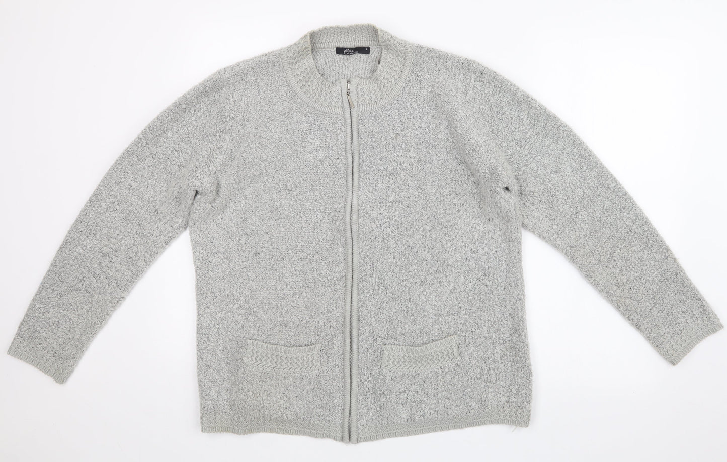 Womens UK Size L BM Grey Full Zip Jumper