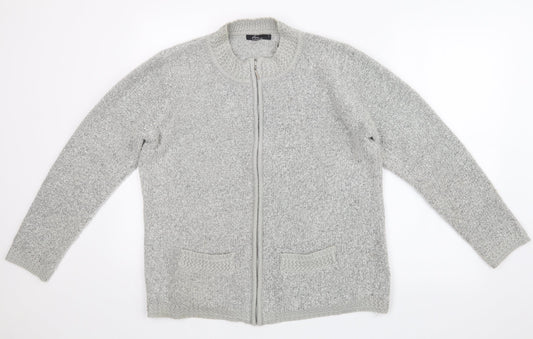 Womens UK Size L BM Grey Full Zip Jumper