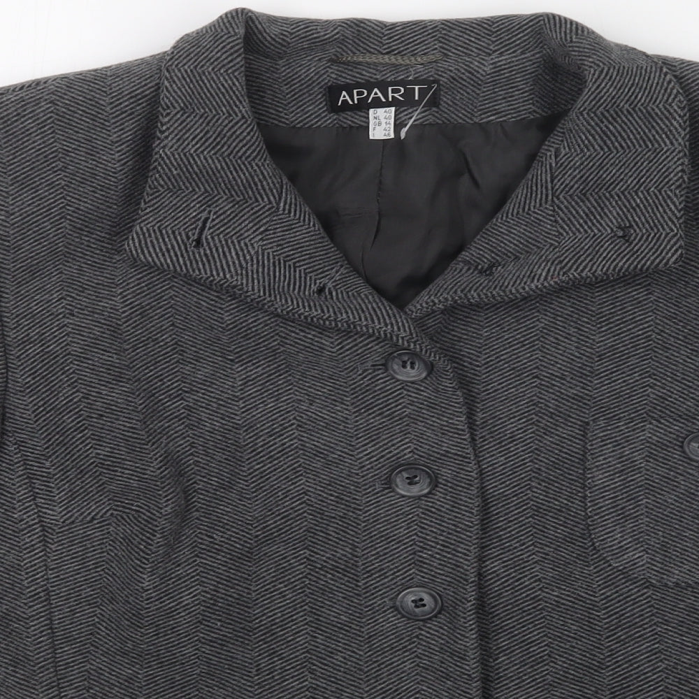 Close-up detail of Apart women’s grey jacket, size UK 14