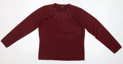 Womens UK Size S BM Red Pullover Jumper