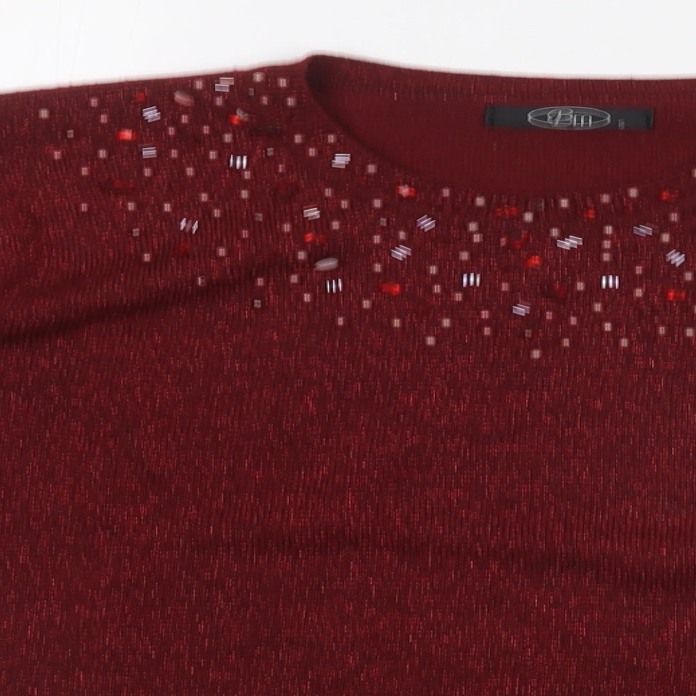 Womens UK Size S BM Red Pullover Jumper