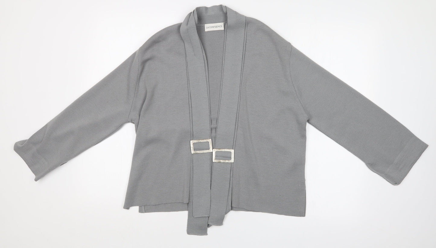 LA CONFIDENCE Womens Grey   Cardigan Jumper Size S