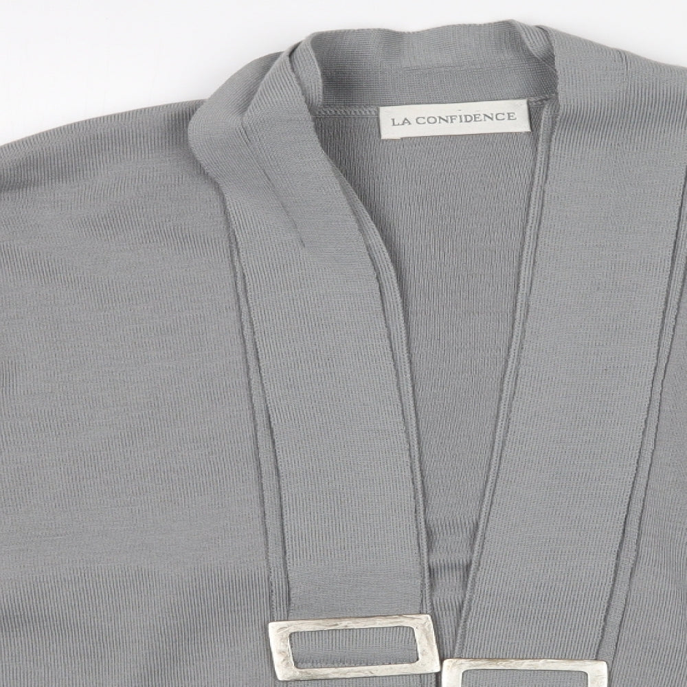 LA CONFIDENCE Womens Grey   Cardigan Jumper Size S