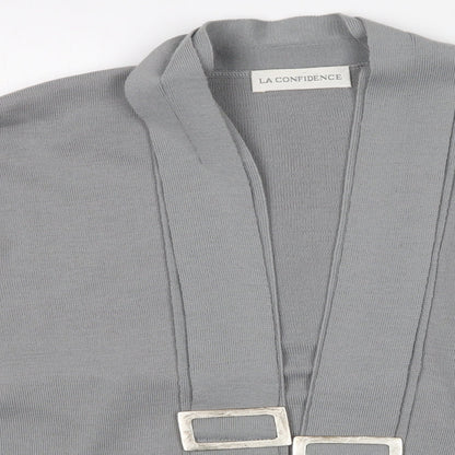 LA CONFIDENCE Womens Grey   Cardigan Jumper Size S