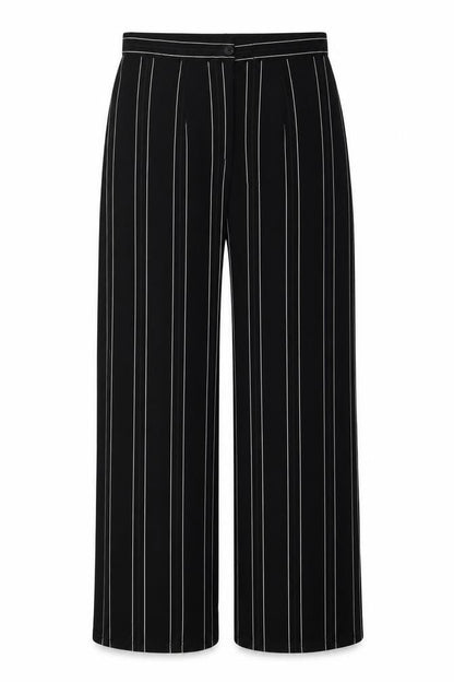 Front view of Preworn women’s striped trousers, size S, 29-inch leg