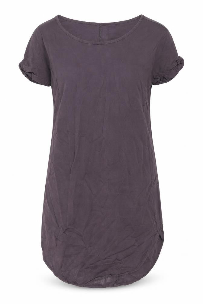 Front view of H&M women’s purple t-shirt dress, size UK 8, - short dress / long top