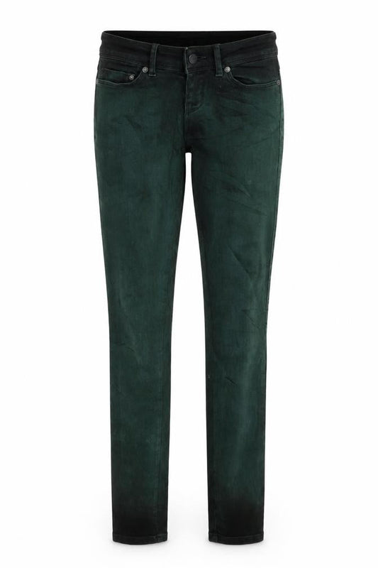 Front view of Only women’s green denim skinny jeans, size UK 8, 32-inch leg