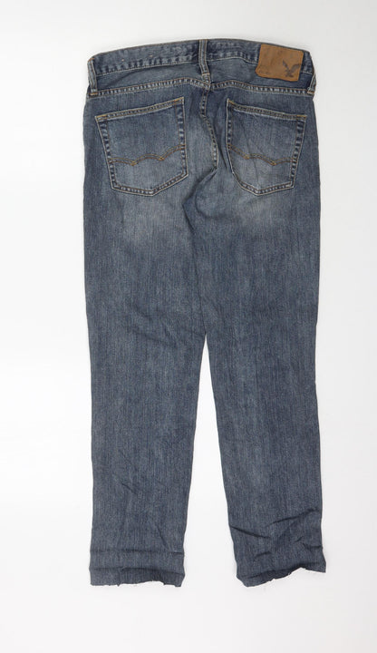 American Eagle Womens Blue  Denim Skinny Jeans Size 30 L29 in - Raw Hem