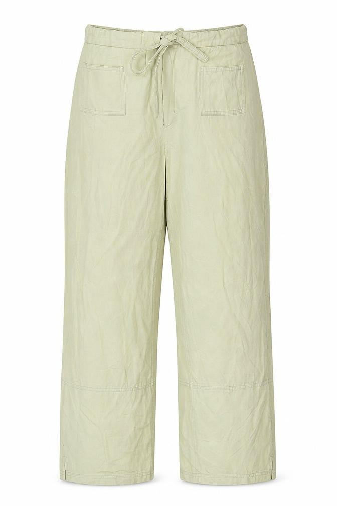 Front view of Bee Feel women’s green trousers, size L, 28-inch leg