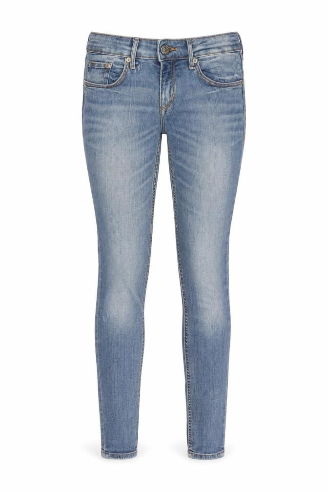 Front view of H&M women’s blue denim skinny jeans, size UK 26, in, 32-inch leg