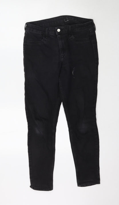 Womens UK Size M Preworn Regular Fit Skinny Black Jeans