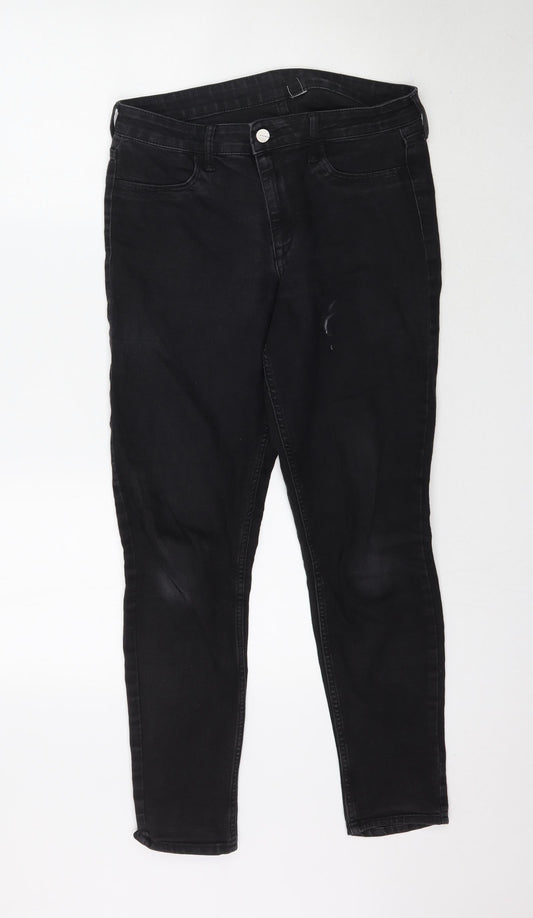 Womens UK Size M Preworn Regular Fit Skinny Black Jeans