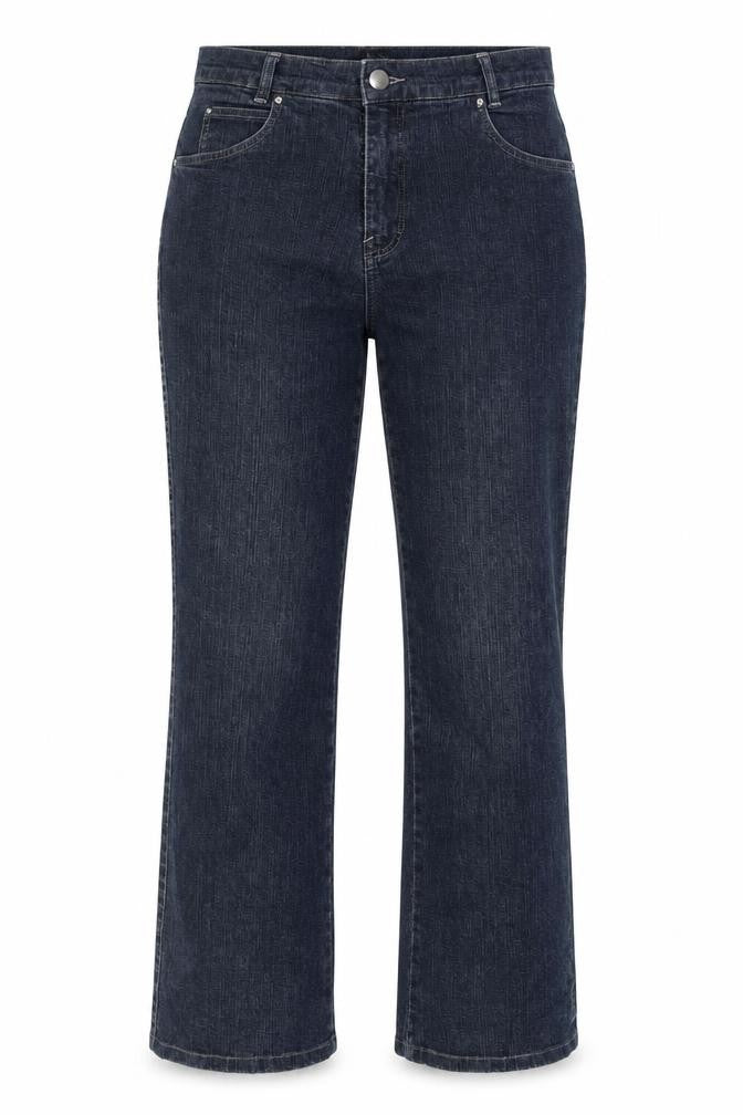 Front view of Next women’s blue denim straight jeans, size S, 28-inch leg