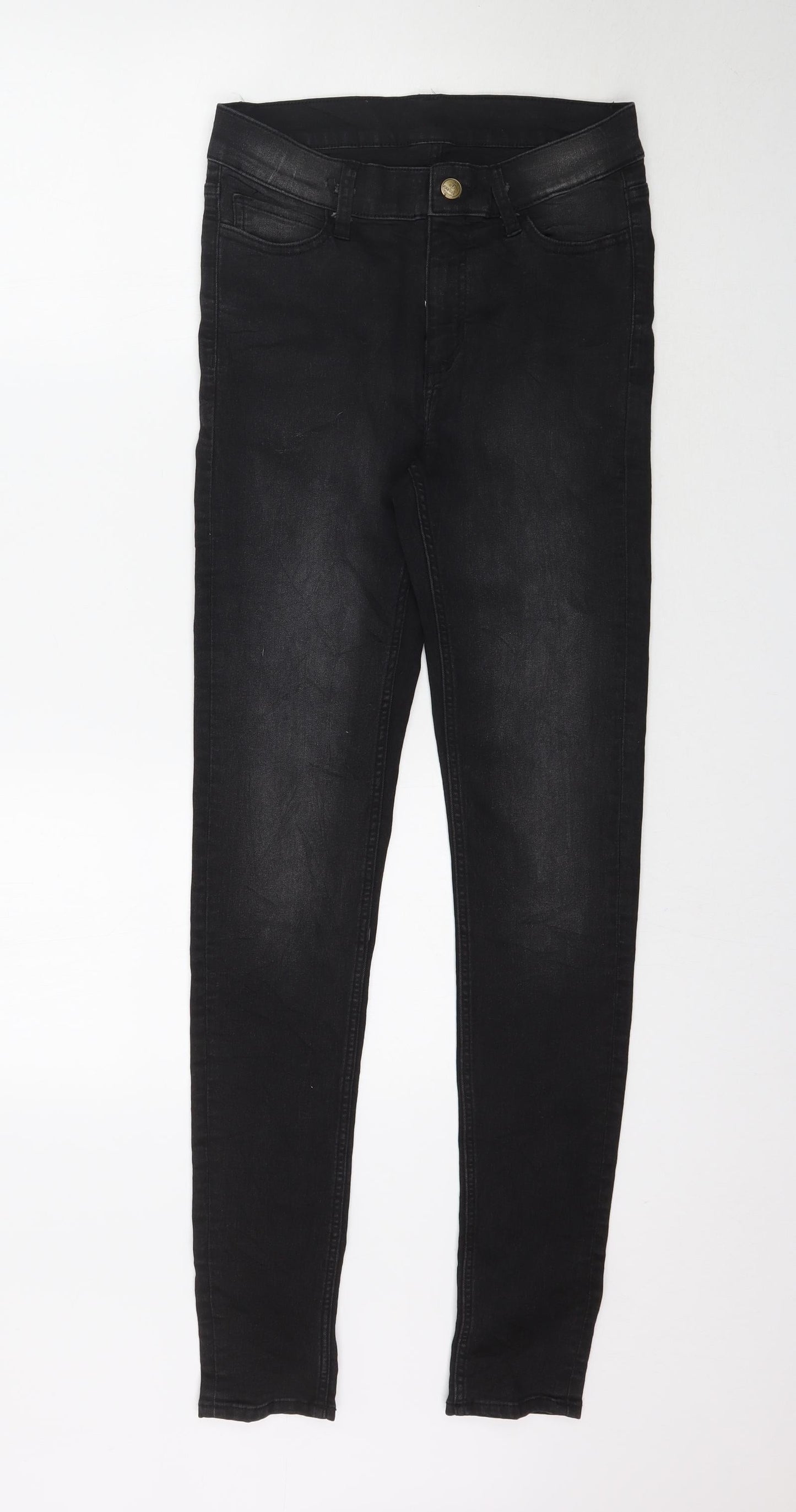 Womens UK Size S Preworn Regular Fit Skinny Black Jeans