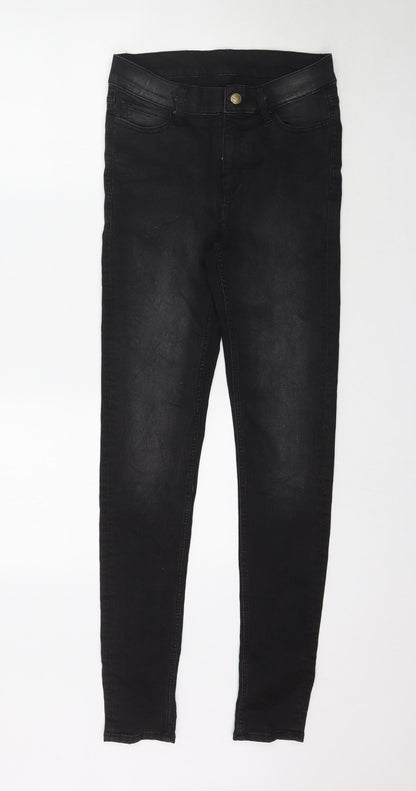 Womens UK Size S Preworn Regular Fit Skinny Black Jeans