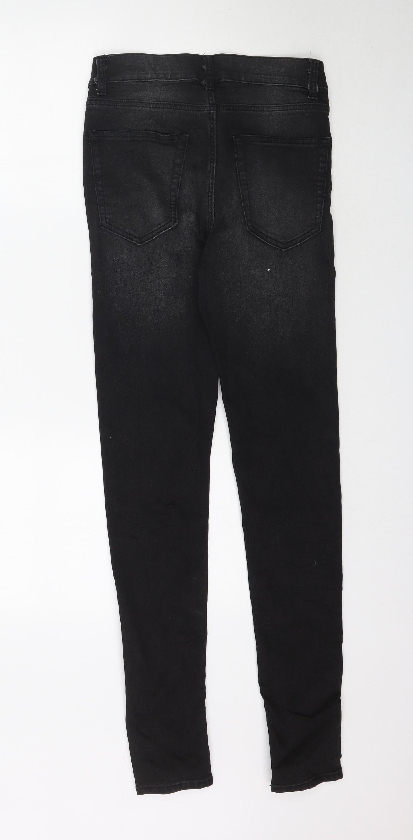 Womens UK Size S Preworn Regular Fit Skinny Black Jeans