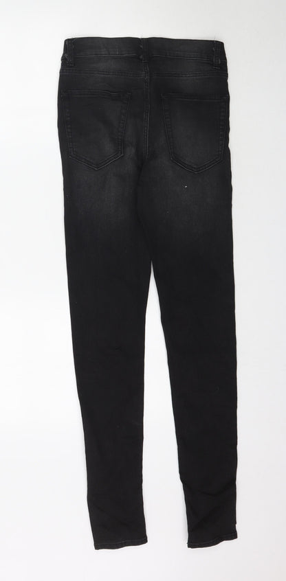 Womens UK Size S Preworn Regular Fit Skinny Black Jeans