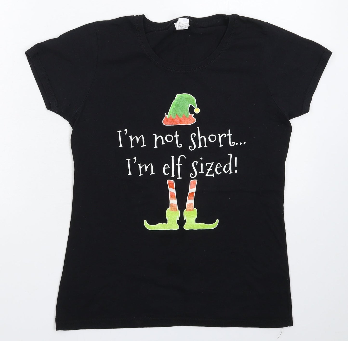 Womens UK Size S Fruit of the Loom Black Basic T-Shirt