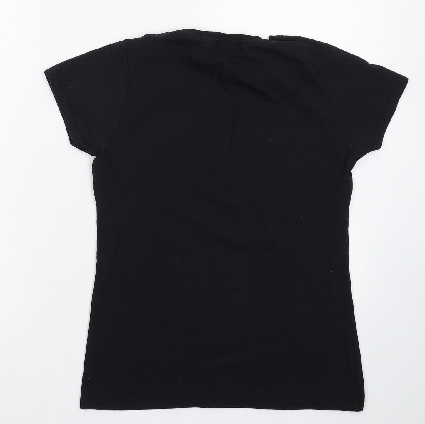 Womens UK Size S Fruit of the Loom Black Basic T-Shirt
