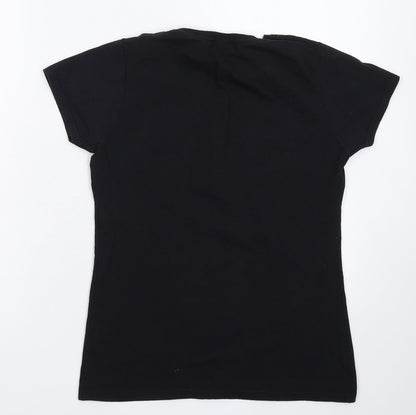 Womens UK Size S Fruit of the Loom Black Basic T-Shirt