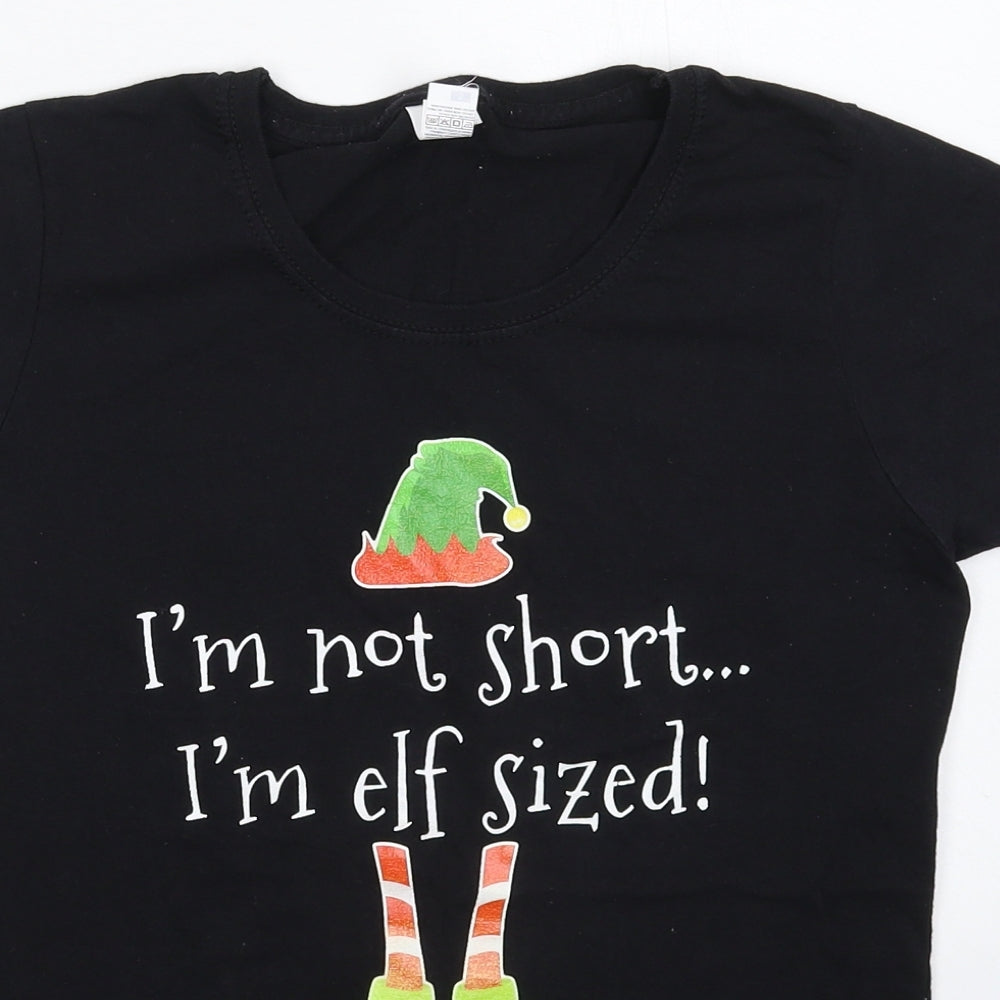 Womens UK Size S Fruit of the Loom Black Basic T-Shirt
