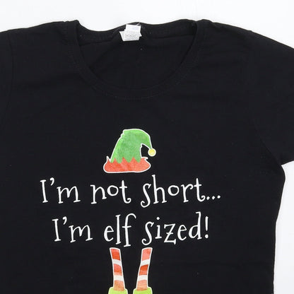 Womens UK Size S Fruit of the Loom Black Basic T-Shirt