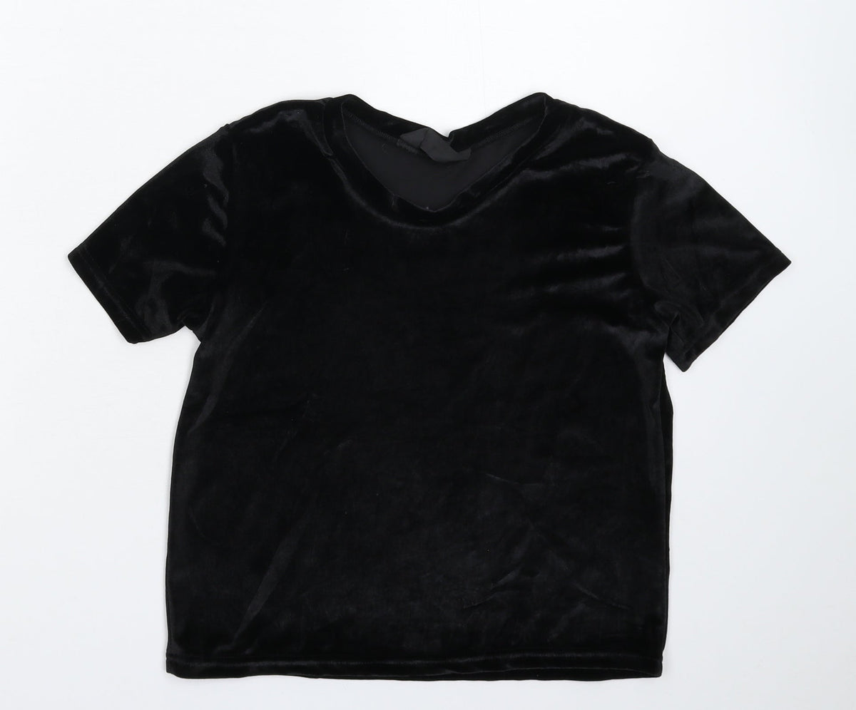 Additional front view of MRT women’s black basic t-shirt, size UK 6