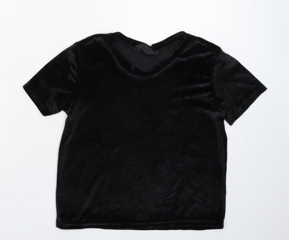 Additional front view of MRT women’s black basic t-shirt, size UK 6