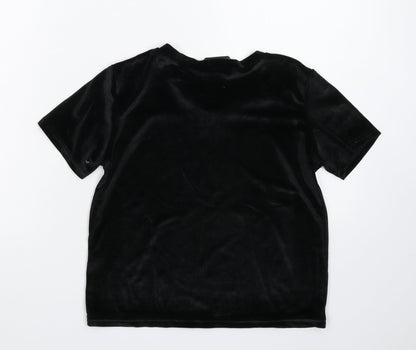 Back view of MRT women’s black basic t-shirt, size UK 6