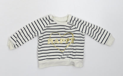 Additional front view of Primark Baby White Striped jumper, size 3-6, Months