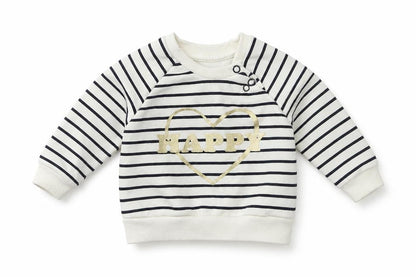 Front view of Primark Baby White Striped jumper, size 3-6, Months