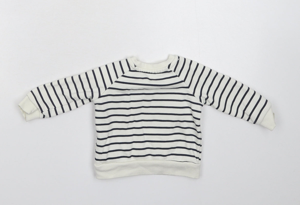 Back view of Primark Baby White Striped jumper, size 3-6, Months