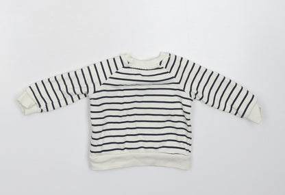 Back view of Primark Baby White Striped jumper, size 3-6, Months