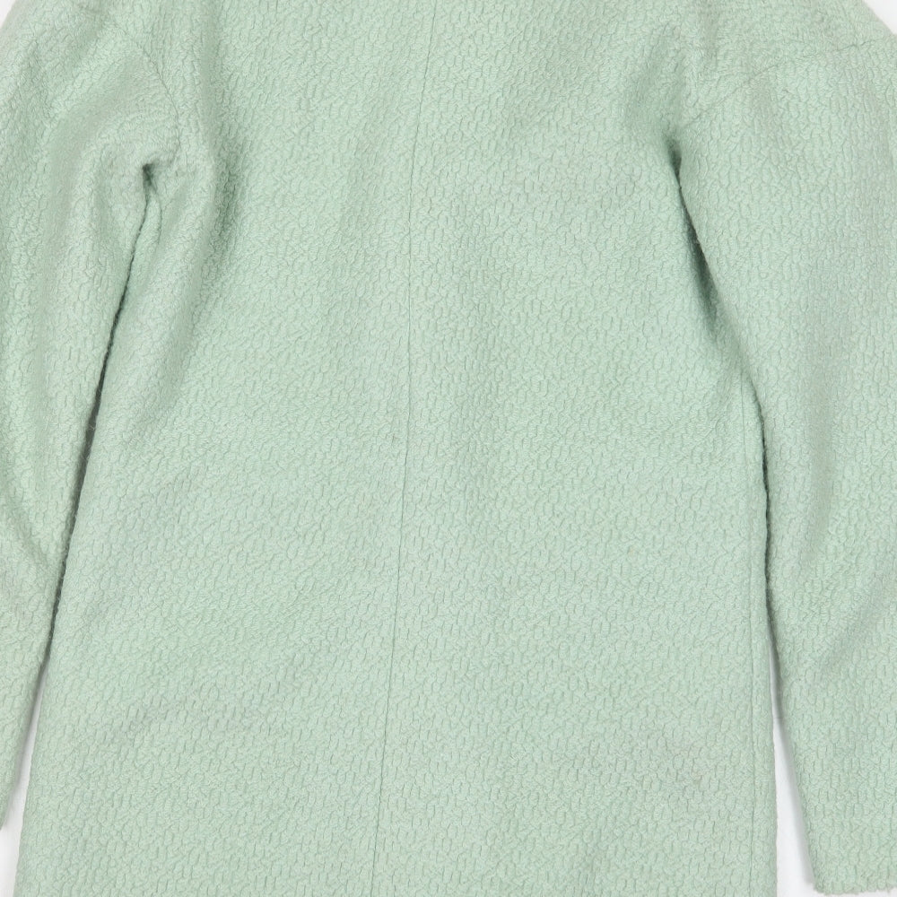 Brand and care label for Sheinside women’s green pea coat coat, size M