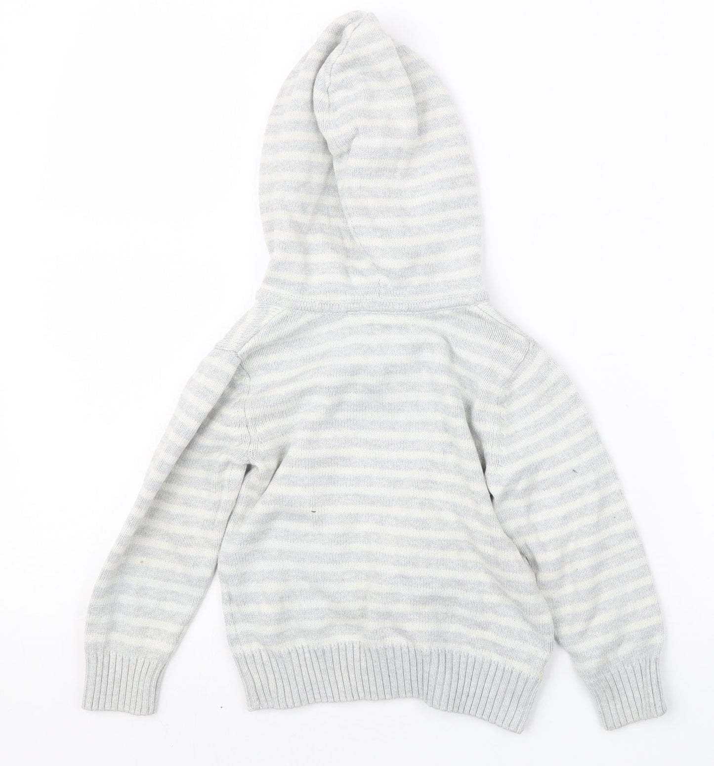 H&M Boys Grey Striped Knit Pullover Hoodie Size 2 Years