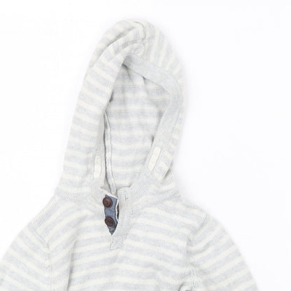 H&M Boys Grey Striped Knit Pullover Hoodie Size 2 Years
