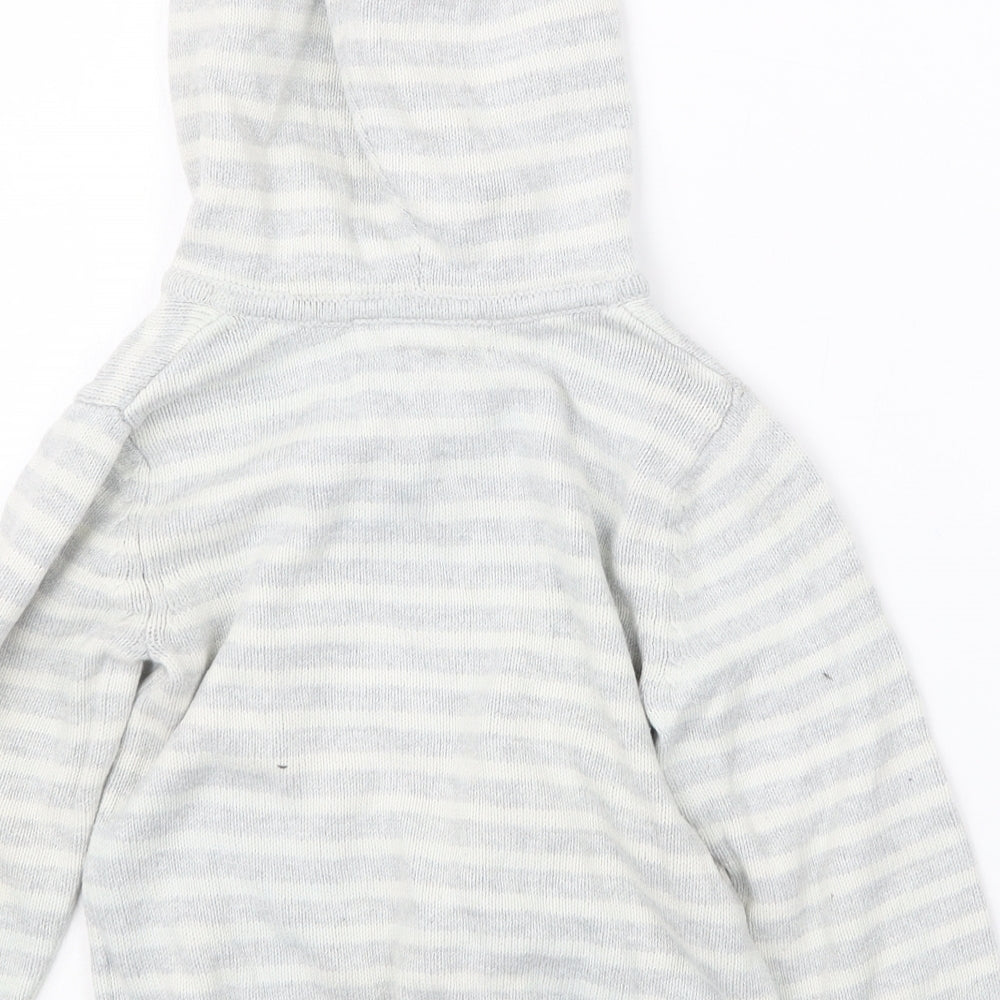 H&M Boys Grey Striped Knit Pullover Hoodie Size 2 Years