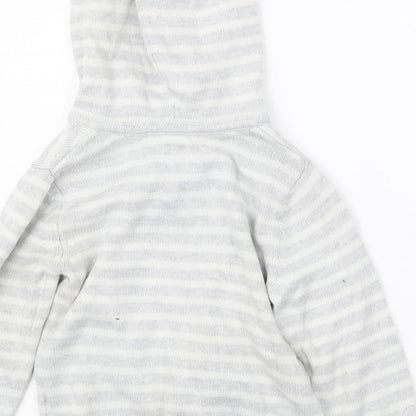 H&M Boys Grey Striped Knit Pullover Hoodie Size 2 Years