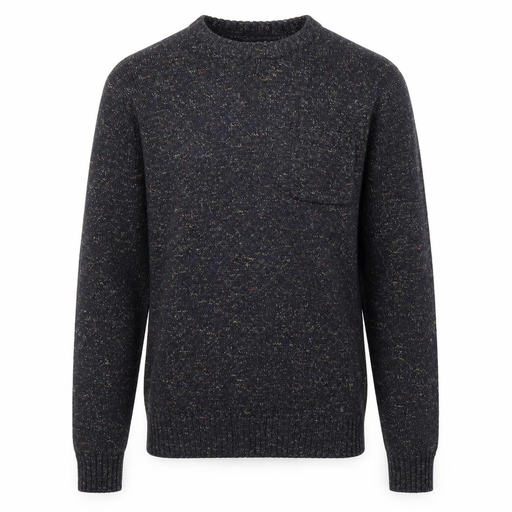 Front view of Cedarwood State men’s blue knit jumper, size M