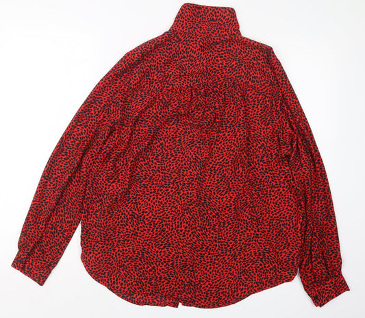 Womens UK Size M H&M Red Basic Button-Up