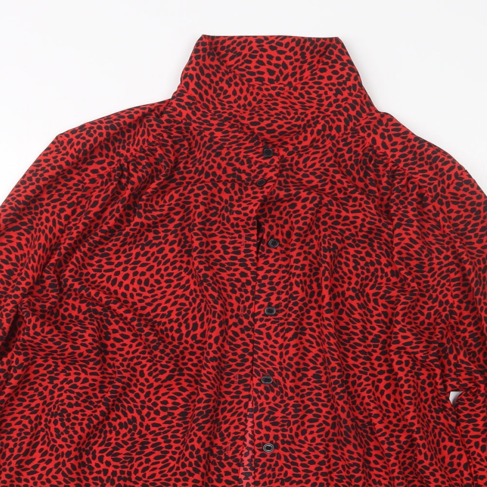 Womens UK Size M H&M Red Basic Button-Up