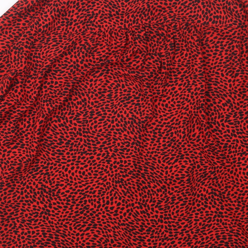Womens UK Size M H&M Red Basic Button-Up